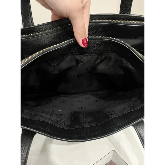 Tory Burch Thea Pebbled Black Leather Tote Bag - Picture 13 of 13